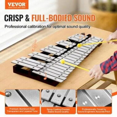 32 Note Glockenspiel Xylophone Bell Kit Percussion Instrument with Mallets Drum Sticks and Carrying Bag Professional Glockenspiel Xylophone Percussion