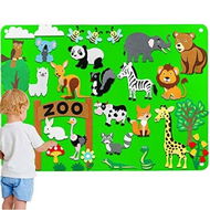 Detailed information about the product 32 Pieces Zoo Animals Felt Jungle Animals Toys Figures Teaching Wall Flannel Board For Preschool Crafts Activity Early Learning