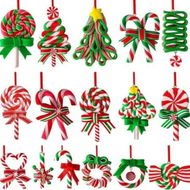 Detailed information about the product 32PCS Christmas Tree Decorations Candy Lollipop Cane Ornaments 8cm Mixed Designs Indoor Xmas Holiday Party Presents Gift 2D flat print