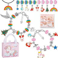 Detailed information about the product 33 Pcs Charm Bracelet Jewelry Making Kit DIY Craft Rainbow Santa Elk Beaded For Arts Girl Gift For Teen Kids Ages 5+