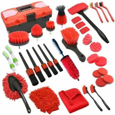 35 Pieces Car Detailing Kit,Car Cleaning Kit With Windshield Cleaning Tool And Tool Box, Car Care Supplies And Brushes