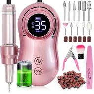 Detailed information about the product 35000RPM Nail Drill Machine Rechargeable Nail File Nails Accessories Gel Nail Polish Sander Professional Tool Manicure Set Color Rose Pink