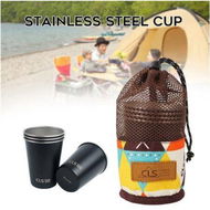 Detailed information about the product 350ML Stainless Steel Cup Outdoor Camping Tumbler Cup With Mesh Carry Bag 4PCS Set