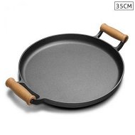 Detailed information about the product 35cm Cast Iron Frying Pan Skillet Steak Sizzle Fry Platter With Wooden Handle No Lid