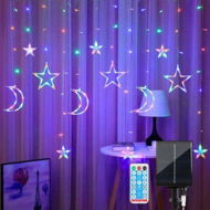 Detailed information about the product 3.5m Solar Lights Outdoor Moons Stars PVC String Lights USB Rechargeable Remote Twinkle Fairy Lights for Patio Gazebo Ramadan Porch MultiColor