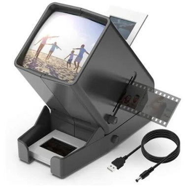 35mm Slide and Film Viewer Slide Viewer with 3X Magnification and LED Lighted Viewing for 35mm Slides and Film Negatives, USB Powered