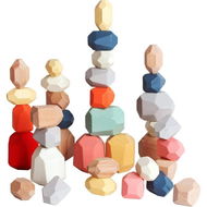 Detailed information about the product 36 PCs Wooden Sorting Stacking Rocks Balancing Stones Educational Preschool Learning Montessori Toys Building Blocks Game For Kids Age 3+ Years Boy And Girl Birthday Gifts.