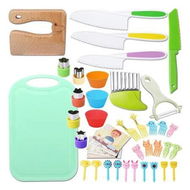 Detailed information about the product 36 Piece Kids Cooking Set, Montessori Kitchen Tools with Plastic Knives, Cutting Board, More Kitchen Accessories,Cooking Fun for Kids