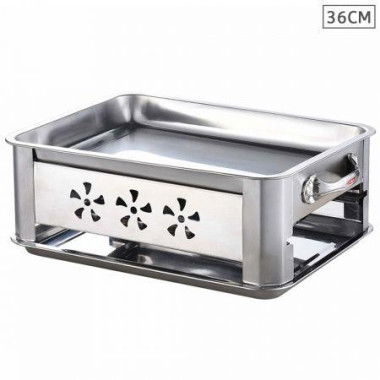 36CM Portable Stainless Steel Outdoor Chafing Dish BBQ Fish Stove Grill Plate