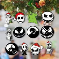 Detailed information about the product 36PCS Halloween Christmas Nightmare Ornaments 8cm Wooden Hanging Set Mixed Theme Indoor Tree Home Party Holiday