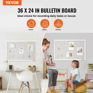 Detailed information about the product 36'x24' White Cork Board with Linen Surface Wall-Mounted Bulletin Board