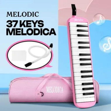 37 Keys Melodica Air Piano Keyboard Pink Professional Musical Instrument for Adults Kids with Carrying Bag 2 Mouthpieces