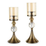 Detailed information about the product 37cm 34cm Glass Candle Holder Candle Stand Glass Metal With Candle Set