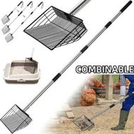 Detailed information about the product 38CM Large Chicken Poop Scooper,110-176CM Long with Ergonomic Grip,Multifunctional Sand Sifting Scoop for Chicken Coop,Goat Run,Stable Cleaning