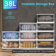 Detailed information about the product 38L Storage Box Container Large Plastic Stackable Organiser Collapsible Toy Tool Clothes Wardrobe Pantry Bin