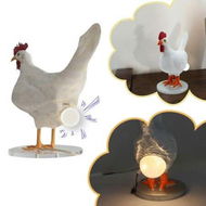 Detailed information about the product 3D Chicken Statues Egg Lamp Chicken Egg Night Light Table Lamp Resin Chicken Egg Look LED Lamp White