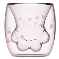 Detailed information about the product 3D Double-layer Cat Paw Cup High Temperature Resistant Glasses Mug