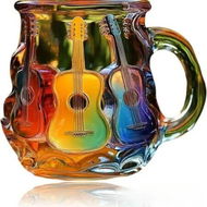 Detailed information about the product 3D Guitar Art Glass Coffee Mug, Colorful Handcrafted Cup for Coffee Tea, Music Lover Gift Artistic Resin Mug for Men & Women