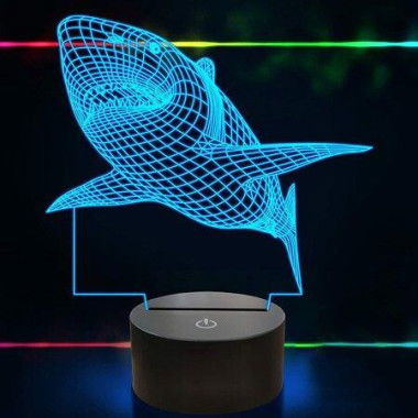 3D Illusion Lamp Shark Night Light With Optical Touch 7 Color Changing Desk Lamps