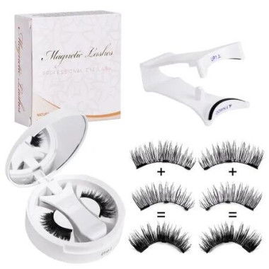 3D Natural Double-Sided Magnetic False Eyelashes Kit Reusable Portable Fake Eyelashes With Eyelash Clipï¼ŒSize CT10-1