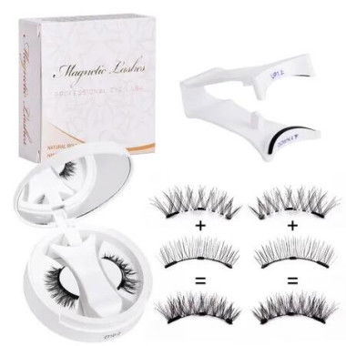 3D Natural Double-Sided Magnetic False Eyelashes Kit Reusable Portable Fake Eyelashes With Eyelash Clipï¼ŒSize CT10-2