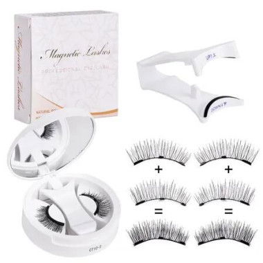 3D Natural Double-Sided Magnetic False Eyelashes Kit Reusable Portable Fake Eyelashes With Eyelash Clipï¼ŒSize CT10-3