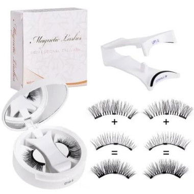 3D Natural Double-Sided Magnetic False Eyelashes Kit Reusable Portable Fake Eyelashes With Eyelash Clipï¼ŒSize CT10-5