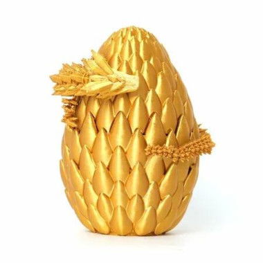 3D Printed Easter Dragon Egg Gold Surprise Basket Essentials with 12In Flexible Crystal Dragon Inside,Easter Basket Stuffers,3D Printed Gift Toy