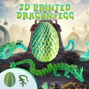 3D Printed Egg Articulated Crystal Dragon Model Mystery Surprise Gift Laser Printing Fidget Toys Home Office Desk Car Decorations 29cm