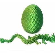Detailed information about the product 3D Printed Flying Dragon in Egg 30CM Dino Easter Egg 13CM Winged Dragon Inside Flexible Fidget Basket Stuffers Birthday Gift COL GREEN