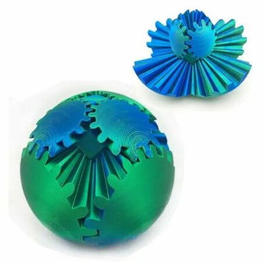 3D Printed Gear Ball Spin Ball Fidget Toy,Gear Ball Fidget Toy,Stress Ball,Desk Toy For Stressand Anxiety Relaxing (Blue And Green)