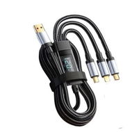Detailed information about the product 3in1 120W USB C USB Lighting Fast Charging Cable with LED Display 1.2M Charging Cable 6A Reinforced Braided Cable