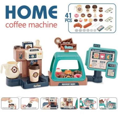 3in1 Coffee Maker Toy Cash Register Play Kitchen Accessories Mini Food Kids Pretend Play Shop Vending Machine Fun Educational Role Play Childrens Toys