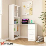 Detailed information about the product 3in1 Computer Laptop Desk and Bookshelf Bookcase Study Table Office Writing Shelving Drawers Cabinets White