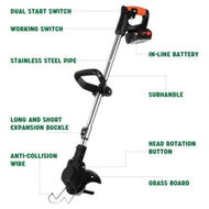 Detailed information about the product 3in1 Cordless Grass Trimmer Grass Lawn Brush Cutter Whipper Snipper with 1 Battery