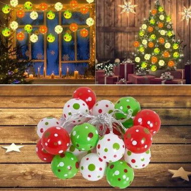 3M 20 Lights Christmas Tree Decoration Flashing Color Balls Polka Dot Ball String 200 LED Waterproof Dimmable Holiday Gift COL Multicolor