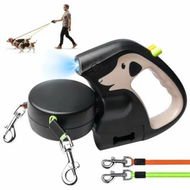 Detailed information about the product 3M Double Retractable Dog Lead Up to 20kg Non-Slip Handle Dog Lead with Rechargeable Flashlight,Walking 2 Dogs 360 Degree Tangle-Free Nylon Band(Brown)