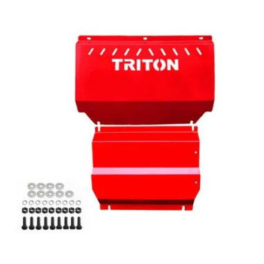 3mm Red Bash Plate Sump Guard 2 Pieces For Mitsubishi Triton ML MN 2006-2015 Underbody