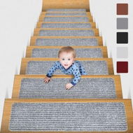 Detailed information about the product 3pcs 76x20cm Non-Slip PVC Carpet Stair Treads For Wooden Steps Non-Skid Safety Rug Slip Resistant Kids Elders And Pets With Reusable Adhesive