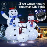 Detailed information about the product 3Pcs Christmas Lights Snowman Decorations Fairy 3D LED Strip Home Display Xmas Outdoor Holiday Ornament Folding Family of 3 Figures 8 Lighting Modes
