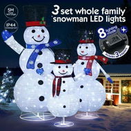 Detailed information about the product 3Pcs Christmas Snowman Light LED 3D Xmas Home Yard Decoration Outdoor Holiday Display Fairy String Lights Gifts Family of 3 Figurine Collapsible