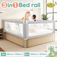 Detailed information about the product 3Pcs Kids Bed Rail Bedrail King Adjustable Side Safety Guard Toddler Child Cot Fence Barrier Baby Fall Protection Security Mesh Frog Design