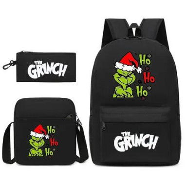 3PCS Kids School Set Backpack Crossbody Bag Pencil Case Perfect Gift Birthdays Holidays Back to School Essentials Christmas Grinch