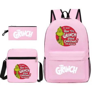 3PCS Kids School Set Backpack Crossbody Bag Pencil Case Perfect Gift Birthdays Holidays Back to School Essentials Christmas Grinch