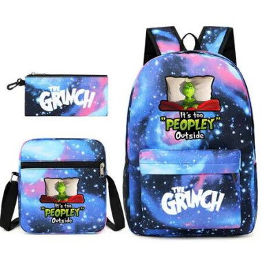 3PCS Kids School Set Backpack Crossbody Bag Pencil Case Perfect Gift Birthdays Holidays Back to School Essentials Christmas Grinch