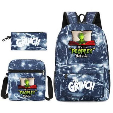 3PCS Kids School Set Backpack Crossbody Bag Pencil Case Perfect Gift Birthdays Holidays Back to School Essentials Christmas Grinch