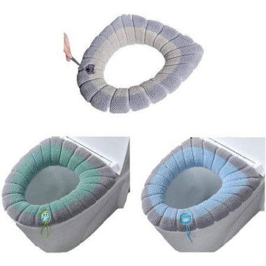 3 Pcs Toilet Seat Cover Soft Thick Toilet Seat Warmer With Lanyard (3 Random Colors)