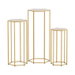 3Pcs Wedding Backdrop Pedestal Stand Gold Metal Hexagon Wedding Frame Plinth Pillars Table. Available at Crazy Sales for $89.95