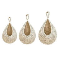 Detailed information about the product 3PCS White Cotton Rope Boho Teardrop Hanging Fruit Baskets for Kitchen Handwoven Wall Planters Hooks Green Basket Decor Vegetable Storage Bag