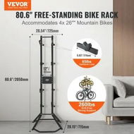 Detailed information about the product 4 Bike Storage Rack Free Standing Gravity Wall Vertical Bike Rack Fully Adjustable Bike Rack Garage Sturdy Steel & Easy Assemble for Garage Living Room